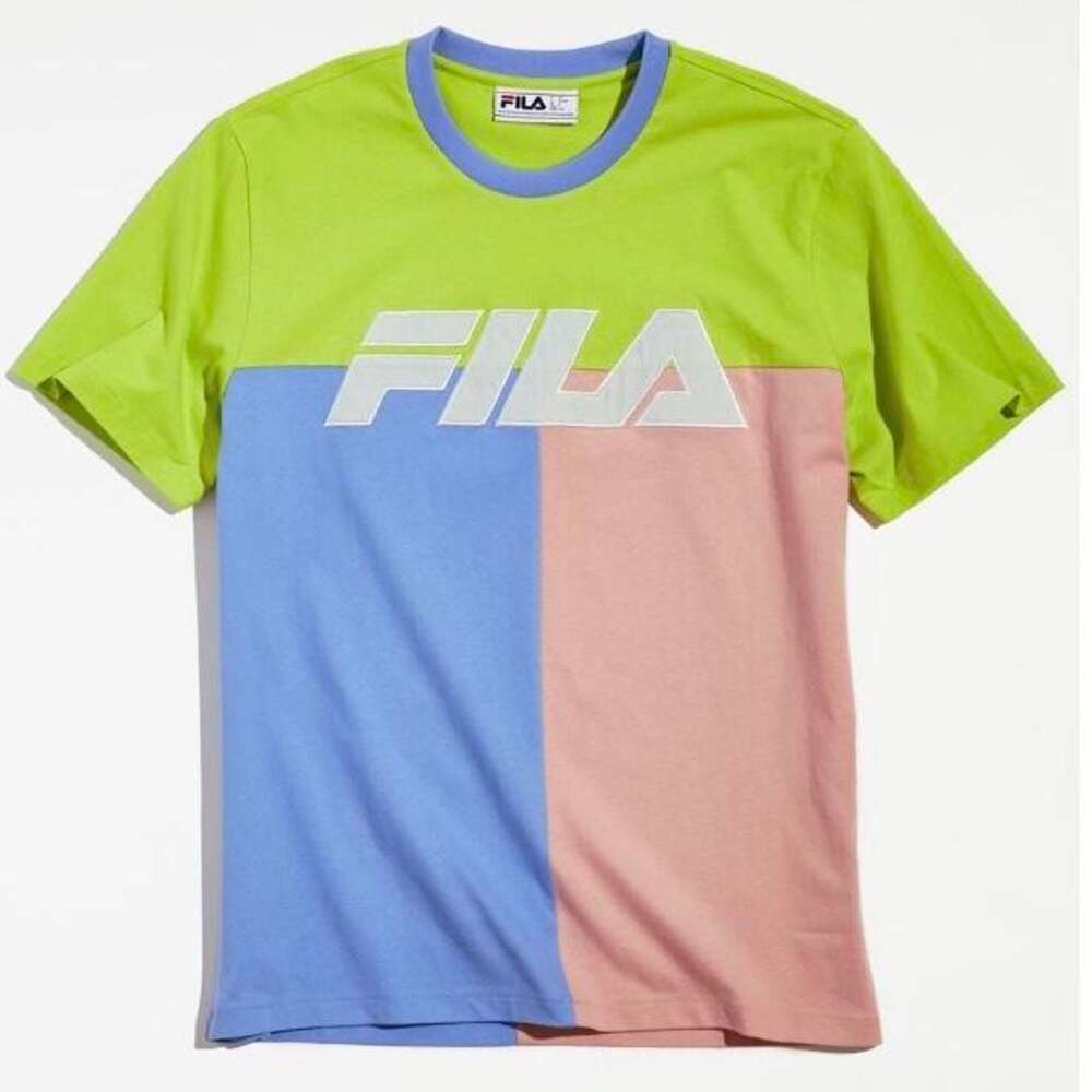 FILA Anvit Colorblock T-Shirt Green Blue Pink